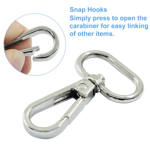 16 Pack Swivel Lobster Clasps, 1 Inch Silver Lobster Claw Clasps for Keychains, Oval Ring Swivel Snap Hooks Metal Lobster Clips for Purse, Snap Tabs, Craft Making - color: Silver