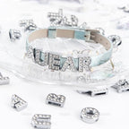 AUEAR, 52 Pack Silver A-Z 8mm Full Rhinestone Slide Crystal Alphabet Alloy Letter Charm for Bracelets Necklace Wristbands DIY Jewelry Making - color: Silver, size: 52 Pack