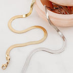 CHESKY Gold Necklace for Women-14K Plated/S925 sterling silver Snake Chain Necklace Dainty Simple Chunky Herringbone Necklace Gold Choker Necklaces Jewelry for Women Mothers Day Gifts for Mom - color: silver, style: 5mm 16.5 inch snake