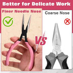 5.5-Inch Needle Nose Pliers with Wire Cutter, 55 Steel Serrated Jaw Precision Long Nose Cutting Pliers, Spring Loaded Soft Grip for Jewelry Making, Electronics Repair, Object Grasping, Crafts - style: Needle Nose Pliers with Wire Cutter