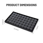 50 Gem Display Case Diamond Gemstone Storage Box, Small Round Plastic Containers Box Jewelry Organizer Container with Foam, Black Foam Gem Jars Showcase with 50 Gemstones Storage Jar