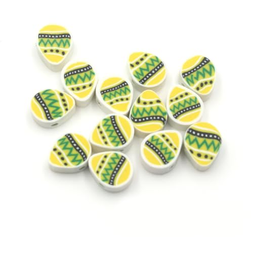 100 Pcs Easter Egg Polymer Clay Beads Mixed Heishi Spacer Beads Supplies for DIY Bracelet Earring Necklace Jewelry Making - color: Egg