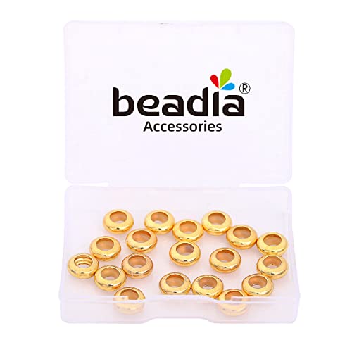 BEADIA 18K Gold Plated Stopper Beads 10x4.5mm 20pcs Rondelle Insert Silicon Length Adjust Spacer Beads for Jewelry Making Findings - color: Rondelle, size: 10x4.5mm
