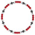 Beaded Baseball Necklace | Adjustable Sports Rope Chain with Baseball Cross Charm - Great Baseball Drip Gift for Players and Fans - color: Red White Blk
