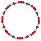 Beaded Baseball Necklace | Adjustable Sports Rope Chain with Baseball Cross Charm - Great Baseball Drip Gift for Players and Fans - color: Red White Blk