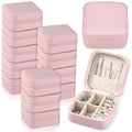 Yinkin 12 Pcs Mini Travel Jewelry Case Bridesmaid Proposal Gift Boxes, Small PU Leather Earring Organizer, Bulk Travel Accessories Portable Jewelry Holder(Pink) - color: Pink