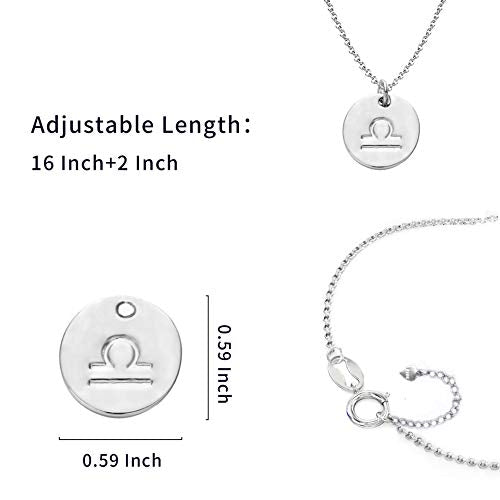 925 Sterling Silver Zodiac Necklace Disc Charm Necklace Gift for Your Wife Girlfriend or Family Member - style: Aquarius