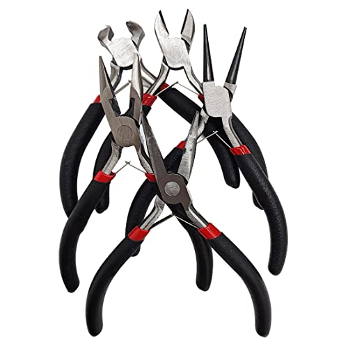 5 Sets Jewelry Pliers Kit, Steel Jewelry Making Tools, for Bracelets, Earrings, Craft Projects, Black