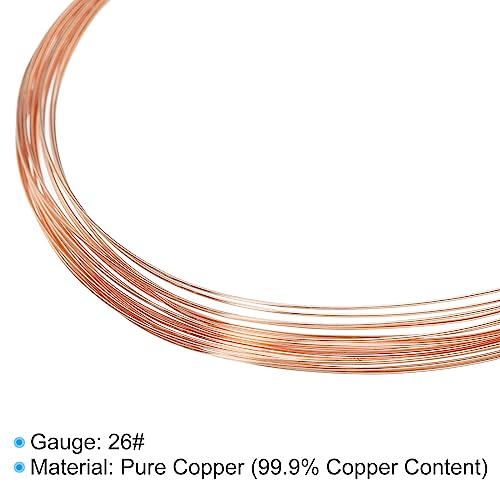 PATIKIL 16.4 Feet Solid Bare Copper Wire, 26 Gauge 99.9% Pure Copper Wire 0.45mm Soft Beading Wire Metal Plant Stem Ties for Jewelry Craft (5m) - size: 0.45mmx5m