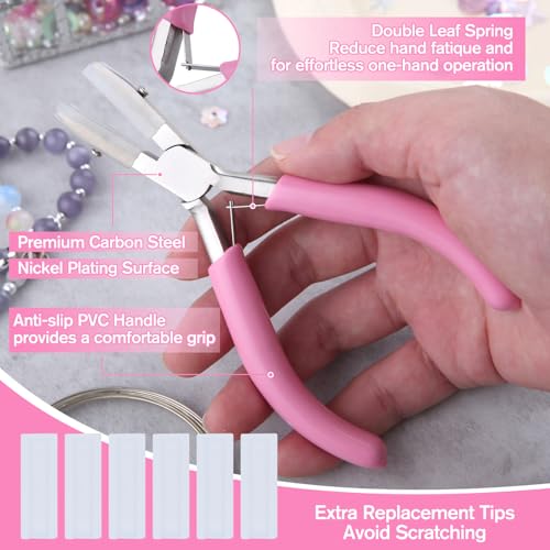 5-Inch Double Nylon Jaw Pliers with 3 Pairs of Replacement Tips and a Screwdriver, Flat Nylon Jaw Pliers for Jewelry Making, Spring Loaded Soft Nose Plier Wire Straightener Wire Wrapping Tool - style: 5-Inch Double Nylon Jaw Pliers Set