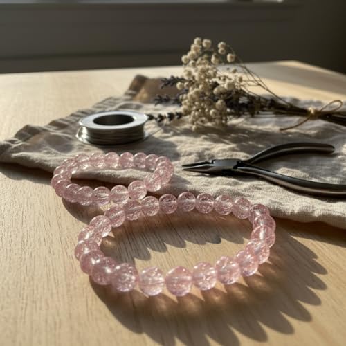 DandS ltd Crackle Lampwork Glass Beads for Jewelry Making, Blush, Vibrant DIY Bracelets, Necklaces, Earrings, Beading Supplies & Craft Kits for Handmade Jewelry, 80pcs 0.39 inch (10mm), #J284-10 - color: Blush
