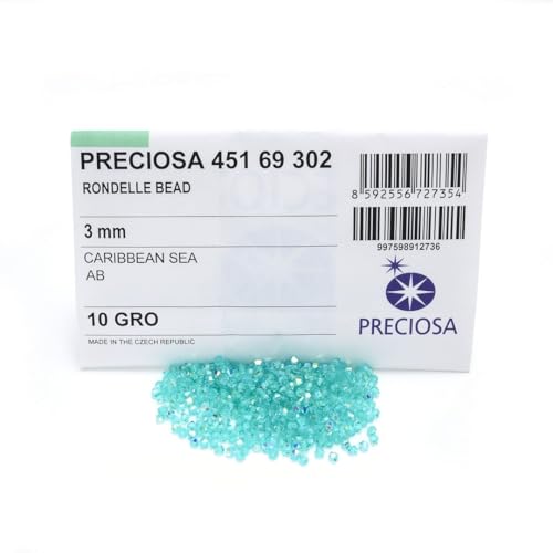 100pcs Authentic Preciosa 3mm (0.12 Inch) Small Faceted Bicone Crystal Loose Beads Caribbean Sea AB (Blue) Compatible with Swarovski Elements Crystals for Jewelry Making Pre-B367 - color: Caribbean Sea AB, size: 3mm (0.12 Inch) - 100pcs