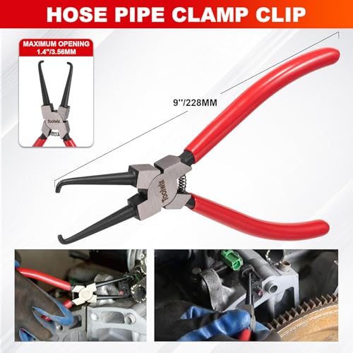 Toolwiz 6 pcs Fuel Line Pliers Set, Hose Clamp Plier, Panel Removal Tool, Hose Removal Plier, 30 Degree Push Pin Pliers, 2 pc 9" Electrical Disconnect Tool for Automotive Repair with Storage Bag - style: 6 Pack