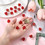 Ornazy 20 pcs Lampwork Raspberry Summer Cute Glass Fruit Beads Handmade Imitation Food Beads for DIY Earring Necklace Jewelry Supplies