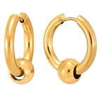 Stainless Steel Circle Beads Huggie Hinged Hoop Earrings for Men Women, 2pc - color: Gold, size: Diameter:12MM