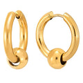 Stainless Steel Circle Beads Huggie Hinged Hoop Earrings for Men Women, 2pc - color: Gold, size: Diameter:14mm