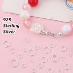 180PCS 925 Sterling Silver Open Jump Rings,3/4/5/6/7/8mm Jewelry Connector Rings for Bracelets Necklaces Earrings DIY Craft Making Supplies