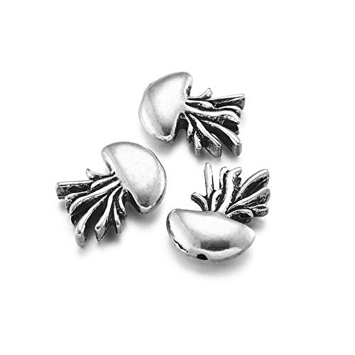 Fashewelry 20Pcs Antique Silver Tiny Jellyfish Spacer Beads 14.5x11mm Tibetan Metal Sea Life Animal Ocean Creatures Charm Beads Hole: 1mm - color: Antique Silver Jellyfish