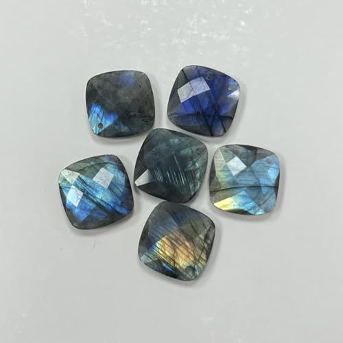 Natural Stone Pendants Faceted Flash Labradorite Stone Beads Flash Crystal Gemstone Charms for Jewelry Making Necklace Bracelet Gift - color: square