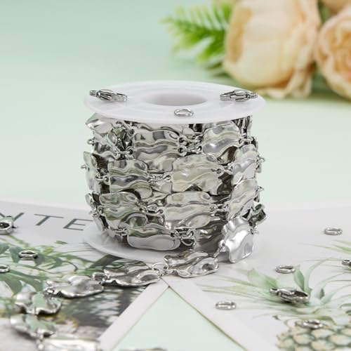 2 Yard Silver Chains for Jewelry Making Rectangle Link Chain Stainless Steel Chains Bulk - color: Silver Rectangle