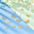 BENECREAT 60pcs Raw Brass Semicircle Shape Fan Earrings & Necklace Charms - Half Round & Geometric Component Charms for DIY Jewelry Craft Making
