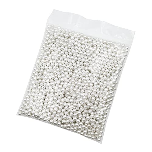 INSPIRELLE 1200pcs 8mm White Art Faux Pearl Beads ABS Round Loose Spacer Beads for DIY Craft Necklaces Bracelets Jewelry Making - color: White, size: 8mm