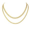 2PCS Cuban Link Chain Set for Men - Gold/Silver Plated Stainless Steel Layered Chain Necklace Non-Tarnish Jewelry Gift 16"/18", 18"/20", 20"/22", 22"/24" - color: Gold Chain, size: 22inch+24inch