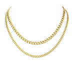 2PCS Cuban Link Chain Set for Men - Gold/Silver Plated Stainless Steel Layered Chain Necklace Non-Tarnish Jewelry Gift 16"/18", 18"/20", 20"/22", 22"/24" - color: Gold Chain, size: 22inch+24inch