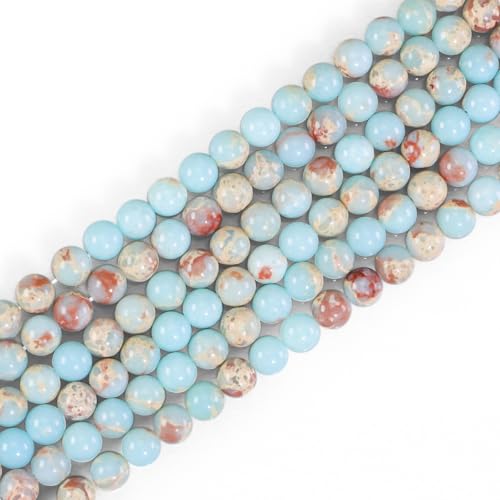 Natural Gemstone Round Loose Beads for Jewelry Making DIY Crystal Energy Healing 1 Strand 15" (Blue Jasper, 4mm (15"/Strand)) - color: Blue Jasper, size: 4mm (15"/Strand)