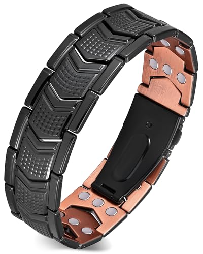 Feraco Copper Bracelet for Men 3X Strength,Magnetic Therapy Bracelet Copper Jewelry with Powerful 3800 Gauss Magnets - style: Arrowforge Pattern