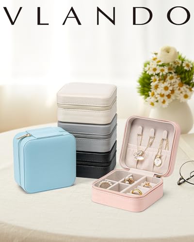 VLANDO Teacher Appreciation Gifts - Travel Jewelry Case - Travel Essentials for Women - Small Jewelry Travel Organizer Case for Girls Women - Blue - color: C.Blue