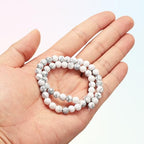 HARFINGTON 50pcs Natural Stone Beads 6mm White Turquoise Round Gemstone Stone Loose Beading Real Genuine Smooth Balls Bead for Jewelry Making Bracelets Necklace Earrings DIY - color: White Turquoise, size: 6mm