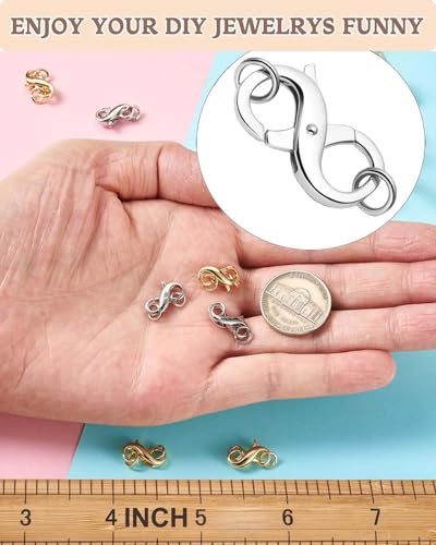 Double Opening Lobster Clasp 316 Stainless Steel Silver and Gold Pleted Necklace Bracelet Extender Clasps and Closures for DIY Jewelry - color: Silver 6Pcs, size: 16mm × 8mm