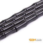 GEM-Inside 30Pcs 5x12mm Natural Black Brazil Stone Agate Plant Bamboo Knot Bone Charms Beads for Jewelry Making Power Energy Chakra Stone Beads - color: Black Brazil Agate