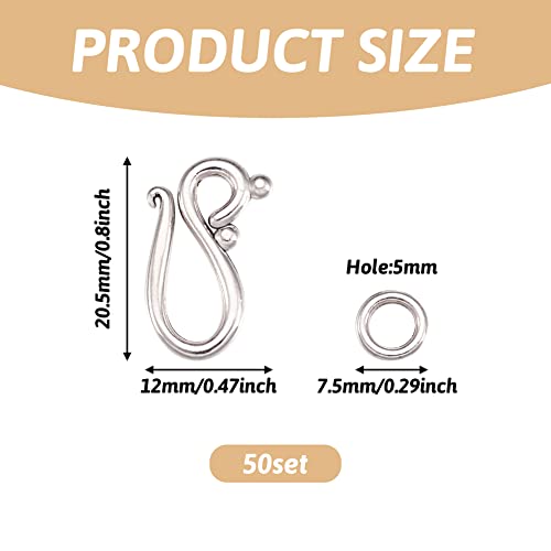 Craftdady 50 Sets Antique Silver S Hook Ring Clasps Tibetan Metal Toggle Clasps Closure End Clasps for Bracelet Necklace Jewelry Making - color: Antique Silver, 20.5x12mm