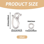 Craftdady 50 Sets Antique Silver S Hook Ring Clasps Tibetan Metal Toggle Clasps Closure End Clasps for Bracelet Necklace Jewelry Making - color: Antique Silver, 20.5x12mm