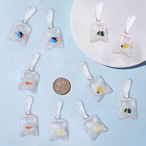 SUNNYCLUE 1 Box 10Pcs 5 Styles Sea Fish Charms Ocean Style Resin Animal Transparent Clear Plastic Water Bag Pendants Mini Reef Fishes for Jewelry Making Charms Earrings Bracelets DIY Findings - color: 1 Box 10pcs 5 Styles Sea Fish Charms