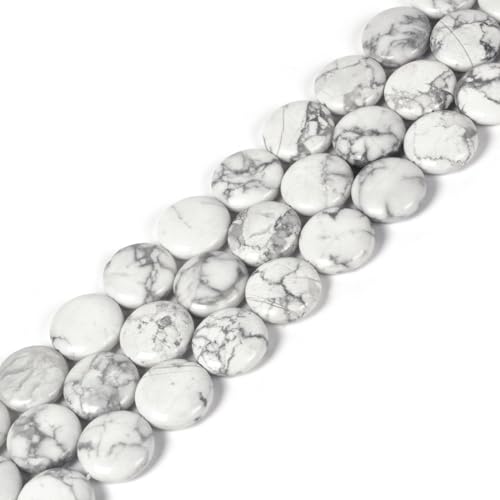 Natural White Howlite 20mm Coin Disc Loose Beads 16 Inch for DIY Jewelry Making Beads - color: White Howlite
