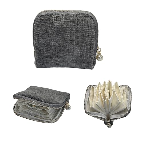 Small Travel Jewelry Case - Jewelry Travel Organizer Bag with Zipper for Bracelets, Necklaces, Bangles, Jewelry Organizer Storage Bag Gift for Women Girls - LJB002-Gray - color: Gray-Pearl