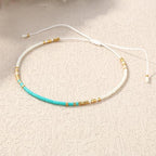 KELITCH Adjustable turquoise bead bracelet single color knitting friendship bracelet fashion jewelry daily wear gift (28 color selection) - color: Green 20L