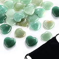 Patelai 24 Pcs Green Aventurine Heart Crystals Green Heart Shaped Worry Stones for Stress Relief, Mental Health Month, Reiki Balancing, Mini Pocket Gemstones Valentines Gift with Black Flannelette Bag - color: Green