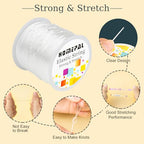 Homepal 1mm Elastic String for Bracelets, Clear Elastic String Elastic Cord for Jewelry Making, Crystal Jewelry String for Bracelets, Necklaces, Beading and Crafts 100m/roll