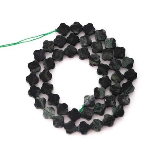 8mm Natural Kambaba Jasper Gemstone Faceted Clovers Beads Four-Leaf Spacer Loose Beads for DIY Jewelry Making Beads - color: Kambaba Jasper