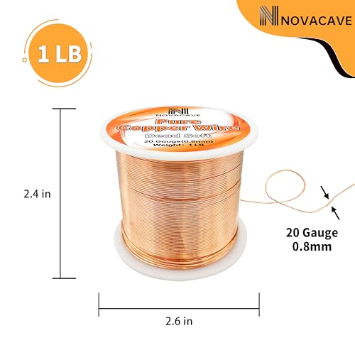 Copper Wire for Jewelry Making, Dead Soft 1 LB Spool Jewelry Wire (20 Gauge, 330Ft) for Beading, Electroculture Gardening,DIY Artwork - size: 20GA