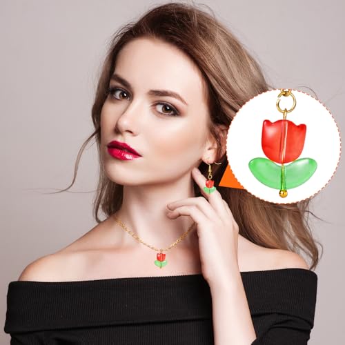 PAGOW 120pcs Tulip Flower Glass Beads, Czech Coloured Glaze Translucent Bracelet Beads, Colorful Handcrafted Crystal Loose Glass Beads for Spring Summer Valentines Wedding DIY Jewelry Making - color: Tulip-120pcs Light Colors