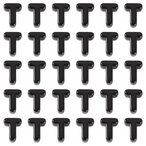 FASHEWELRY 30Pcs Acrylic Letter T Beads with Large Hole Big Plastic Letter Blocks European Beads 3D Letters Chunky Vowel Initial Alphabet Bead for Key Chains Necklace DIY Arts Craft Projects - color: Black, size: T