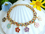 Anjulery 30Pcs Flower Charms for Jewelry Making and Crafting - Enamel Charms for Bracelets Earrings Necklaces Pendants (30Pcs Gold-B) - color: 30Pcs Gold-B