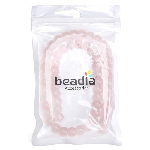 BEADIA Natural Rose Quartz Flat Cut Round Drum Stone 8mmx7mm Loose Semi Gemstone Beads for Jewelry Making 38cm - color: Rose Quartz