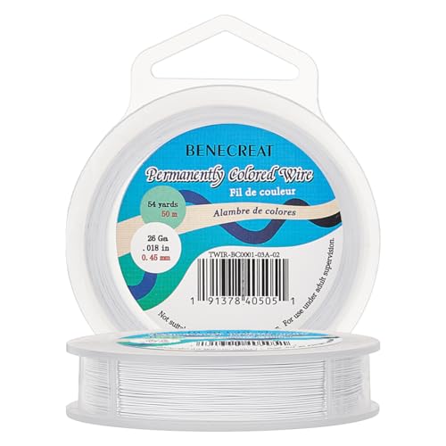 BENECREAT 165-Feet 25Gague (0.46mm) White Tiger Tail Beading Wire 7-Strand Nylon Coated Stainless Steel Wire for Necklace Bracelet Beading Craft Work - color: White, size: 0.46mm - 7 Strands
