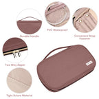 Jewelry Travel Case Organizer for Necklaces, Earrings, Rings, Bracelet, Watch, Soft Sided, Red Sandalwood - color: Rosewood Pink